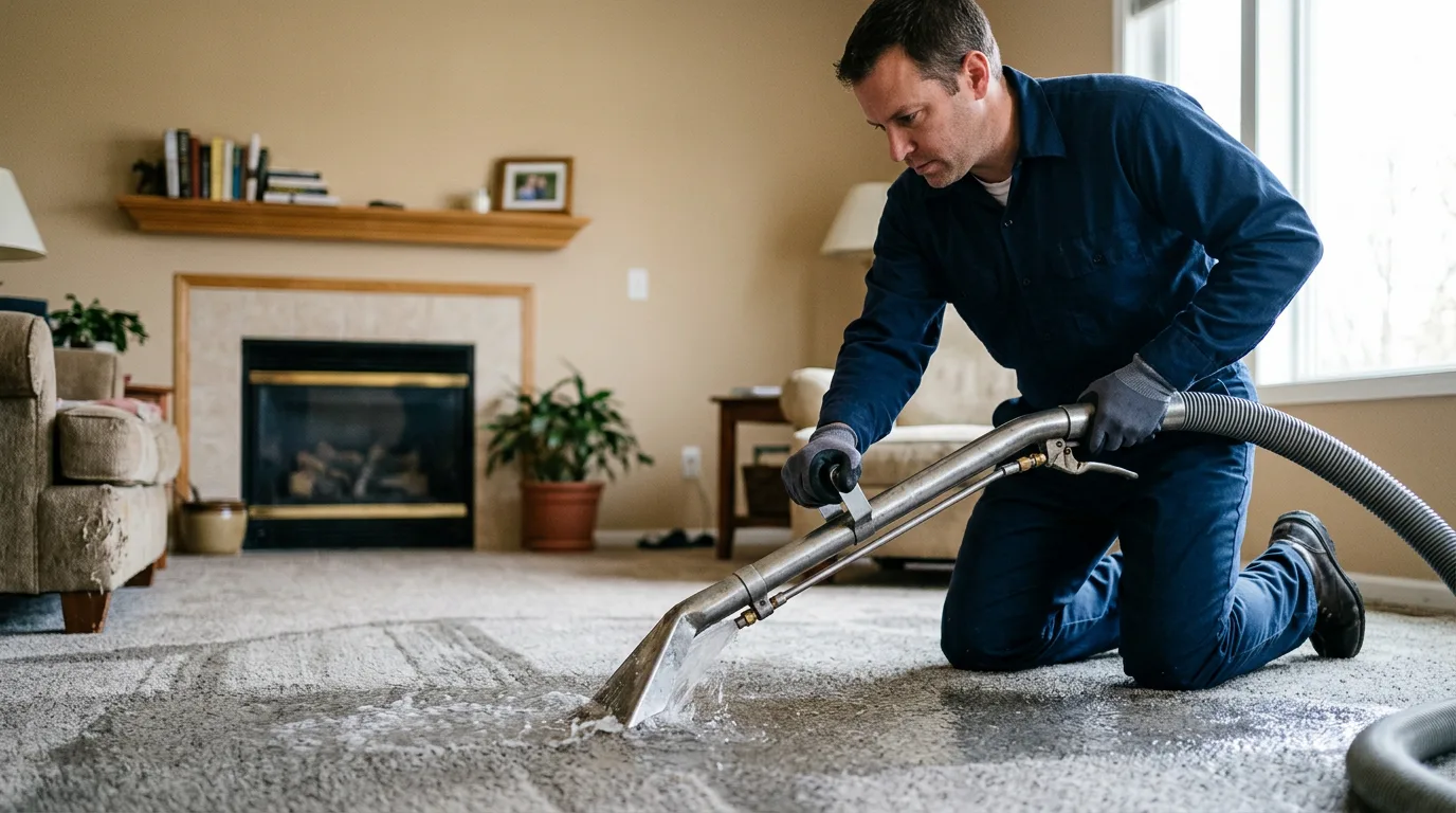 Water damage restoration technician working near Lyndonville, VT